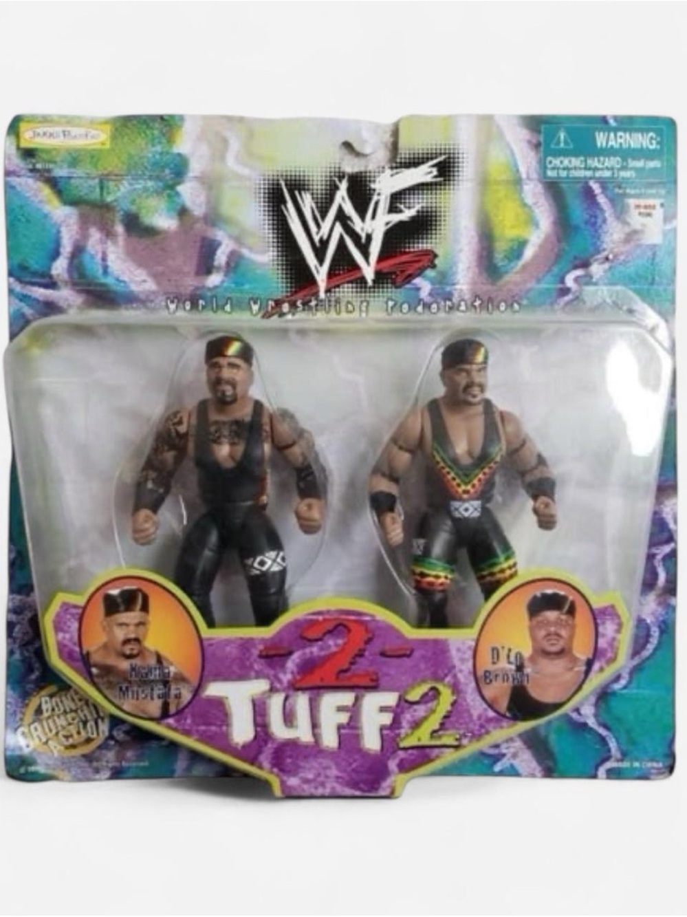 Vintage 1990s WWF Tuff 2 wrestling Action Figure 2-Pack - Black